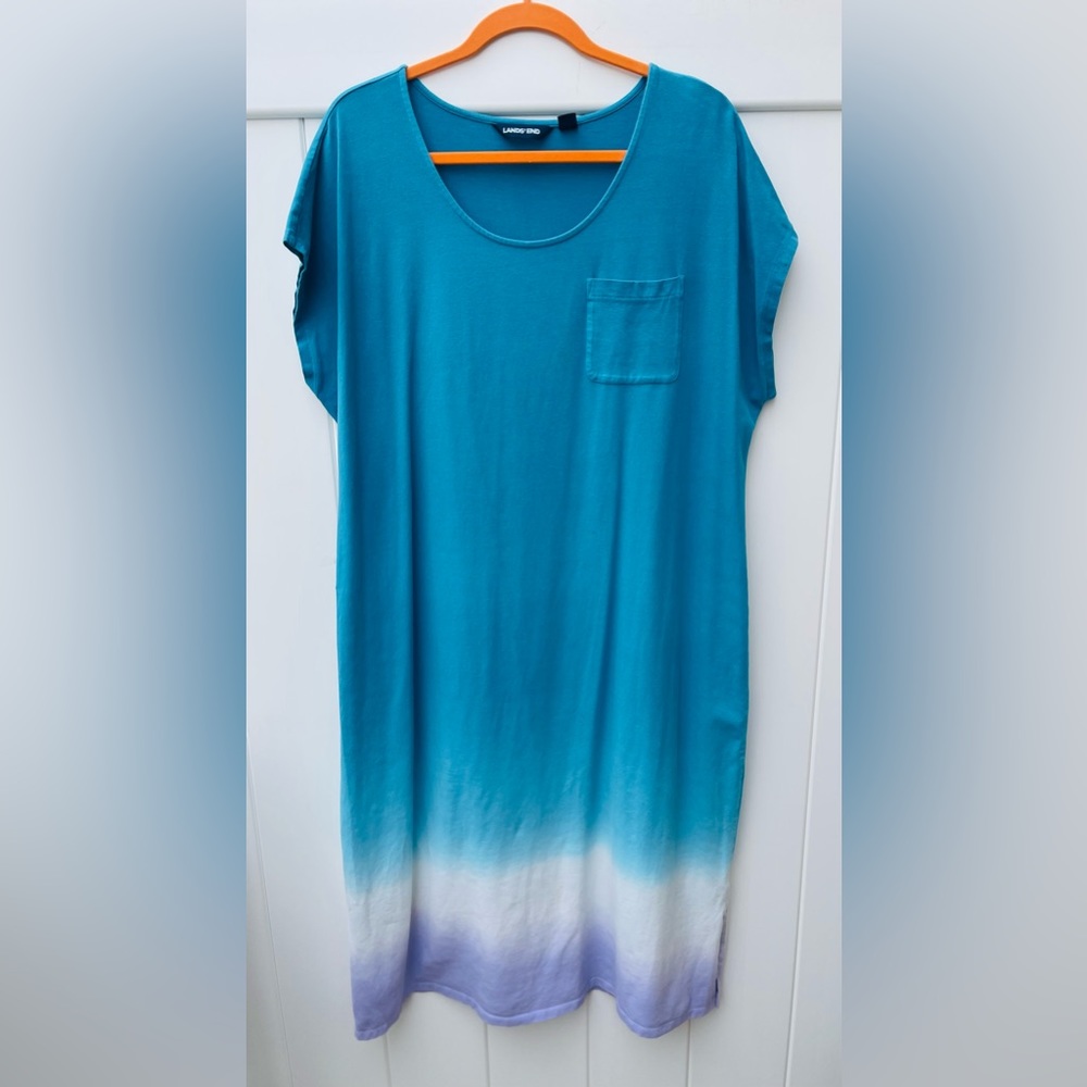 Lands' End Womens Knit Maxi Dress Casual Pockets size 1X